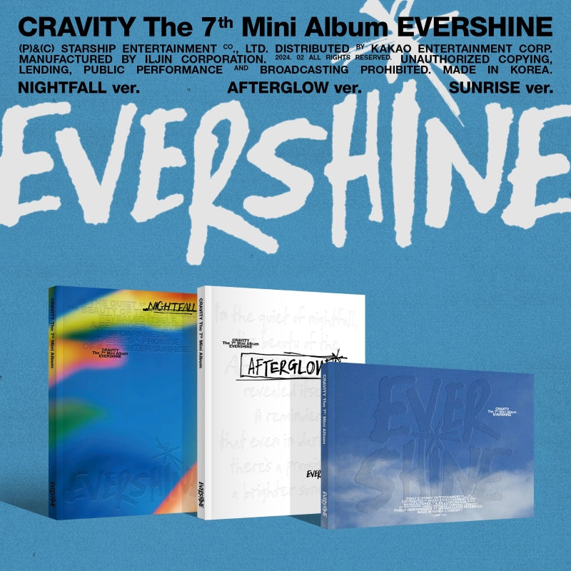 CRAVITY 7th Mini Album EVERSHINE - NIGHTFALL / AFTERGLOW / SUNRISE Version + Starship Square Gift