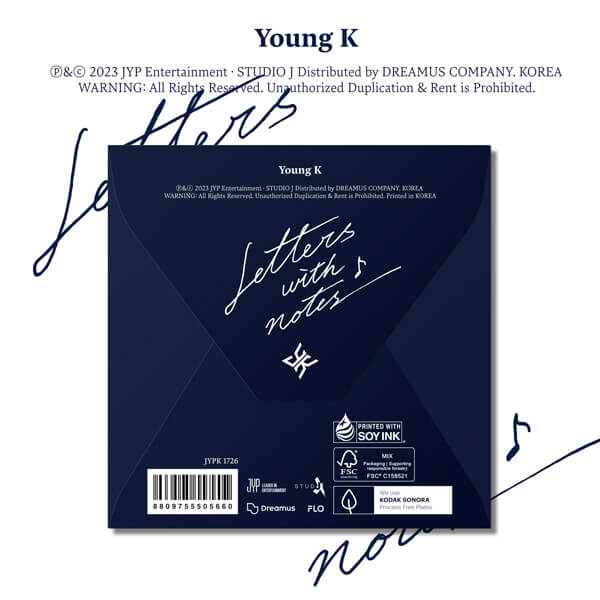  Young K (DAY6) 1st Full Album Letters with notes - Digipack Version