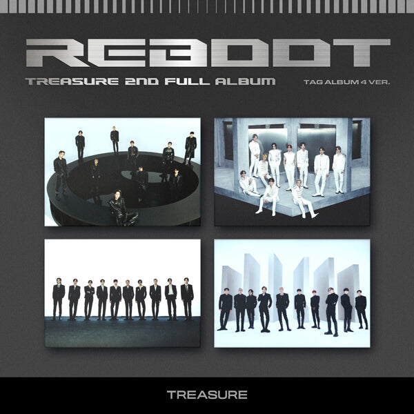 TREASURE 2nd Full Album REBOOT YG TAG Album - ONYX / GRAY / WHITE / RED Version
