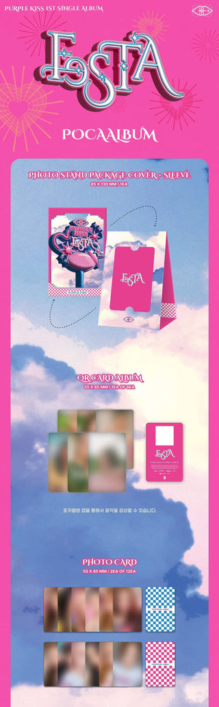 PURPLE KISS 1st Single Album FESTA - POCA Version Inclusions Photo Stand Package Cover Sleeve QR Card Album Phototcards