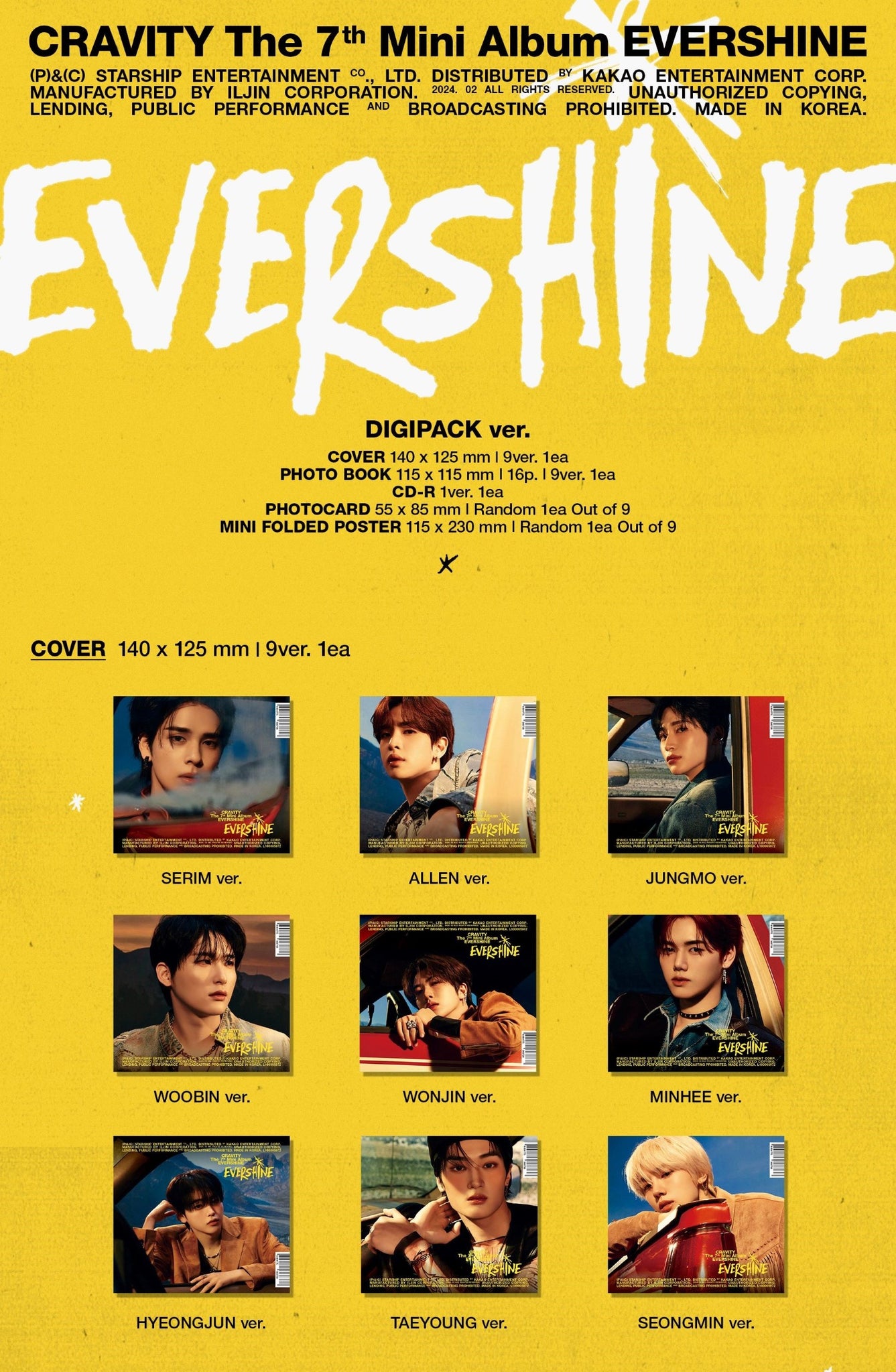 CRAVITY 7th Mini Album EVERSHINE Digipack Ver. Inclusions Cover