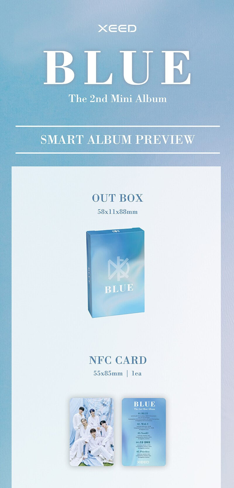 XEED 2nd Mini Album BLUE - SMC Version Inclusions Out Box NFC Card