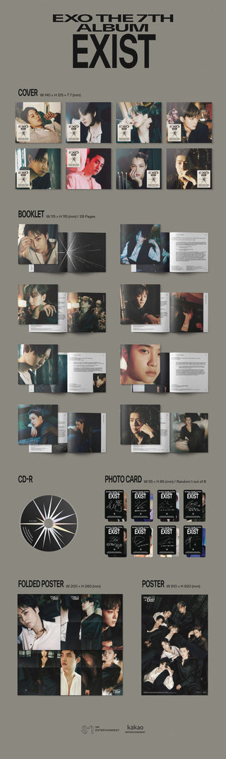 EXO 7th Full Album EXIST - Digipack Version Inclusions Cover Booklet CD Folded Poster Photocard 1st Press Only Poster
