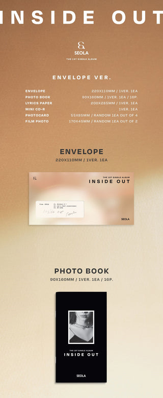 Seola 1st Single Album INSIDE OUT - ENVELOPE Version Inclusions Envelope Photobook
