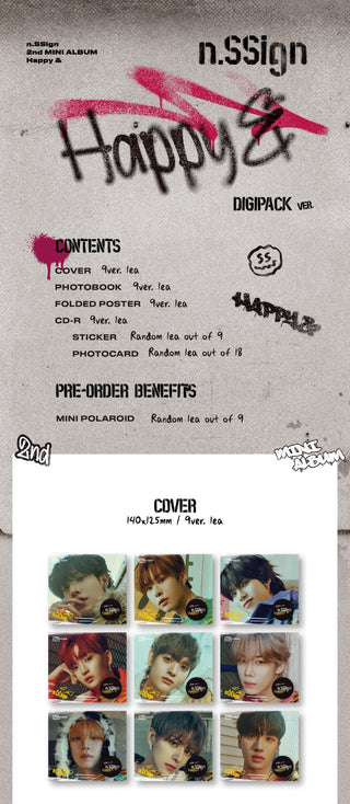 n.SSign 2nd Mini Album Happy & - Digipack Version Inclusions Cover
