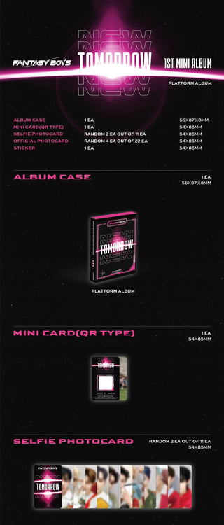 FANTASY BOYS 1st Mini Album NEW TOMORROW Platform Version Inclusions Album Case QR Card Selfie Photocards