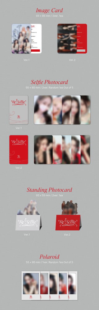 RESCENE 1st Single Album Re:Scene (PLVE Version) Inclusions Image Card, Selfie Photocard, Standing Photocard, Polaroid