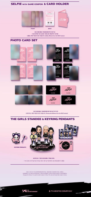 BLACKPINK THE GAME OST 'THE GIRLS' STELLA BLACK Ver. Inclusions Selfie With Game Coupon & Card Holder Photocard Set THE GIRLS Standee & Keyring Pendants