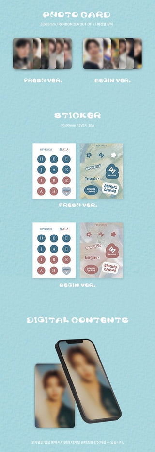 SEVENUS 1st Mini Album SPRING CANVAS POCA Version Inclusions Photocards, Stickers, Digital Contents