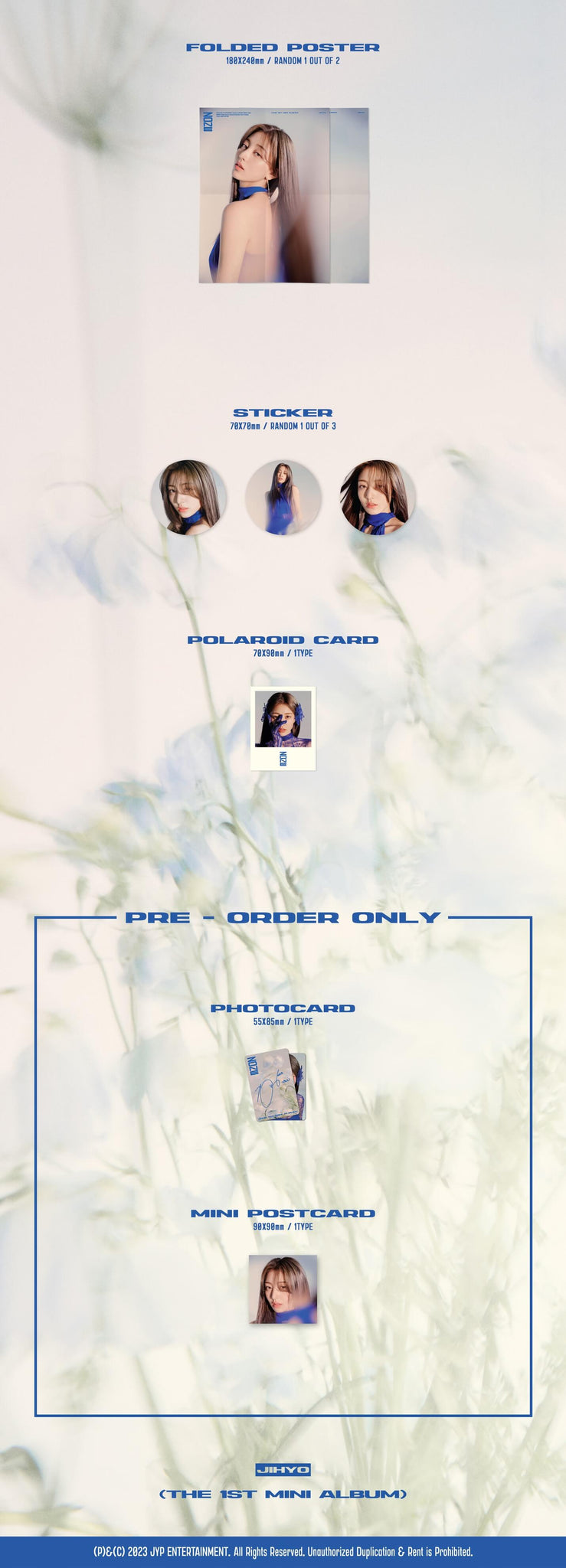 Jihyo 1st Mini Album ZONE - Digipack Version Inclusions Folded Poster Sticker Polaroid Card Pre-order Only Photocard Mini Postcard