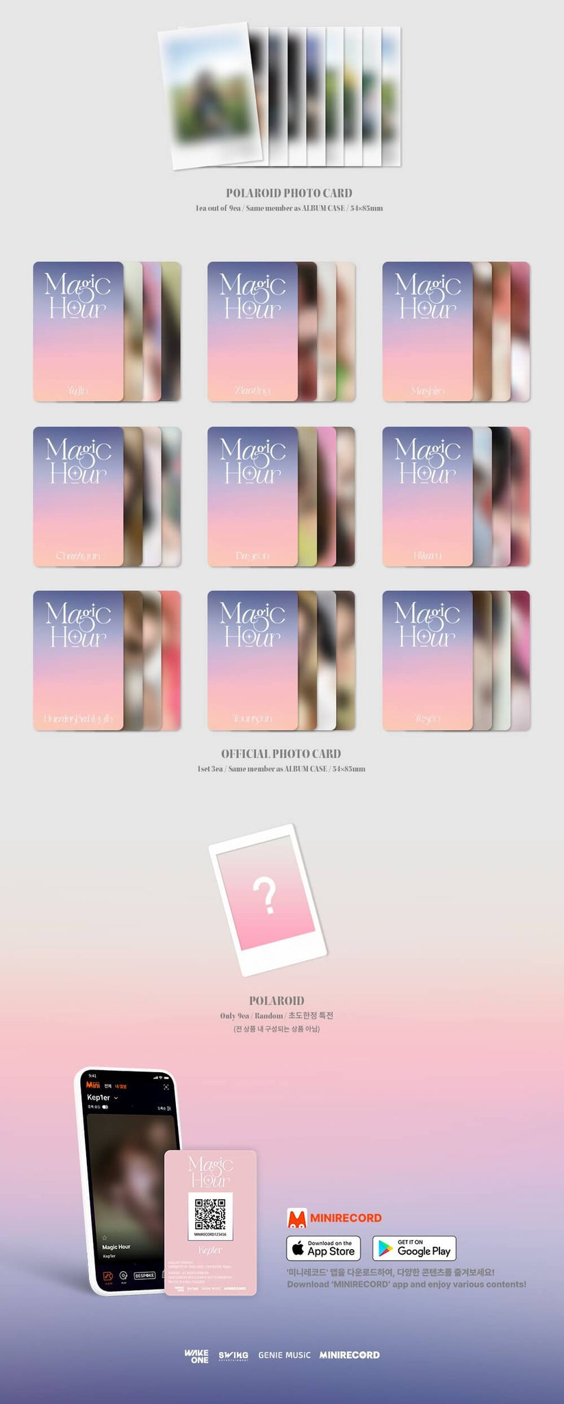 Kep1er 5th Mini Album Magic Hour Platform Version Inclusions Polaroid Photocard Ofiicial Photocard Set 1st Press Limited Polaroid