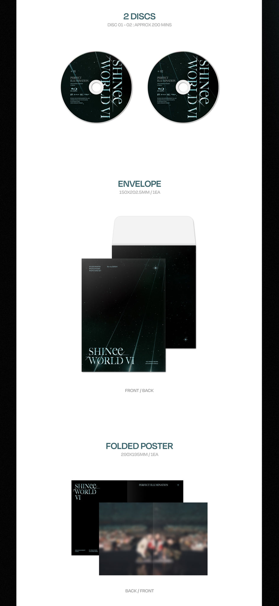 SHINee WORLD VI PERFECT ILLUMINATION in SEOUL Blu-ray Inclusions: 2 Discs, Envelope, Folded Poster