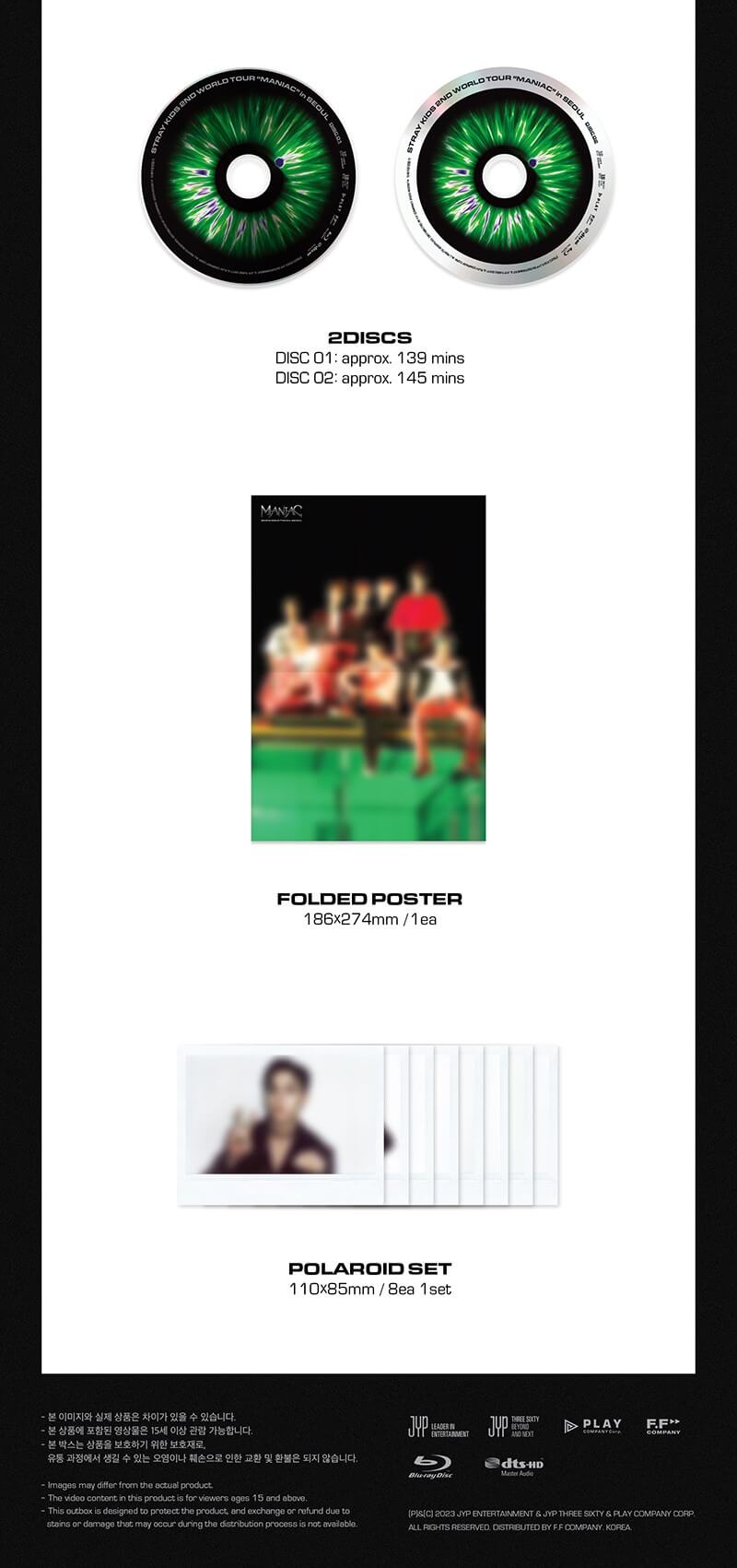 Stray Kids 2nd World Tour MANIAC in SEOUL Blu-ray Inclusions 2Discs Folded Poster Polaroid Set 