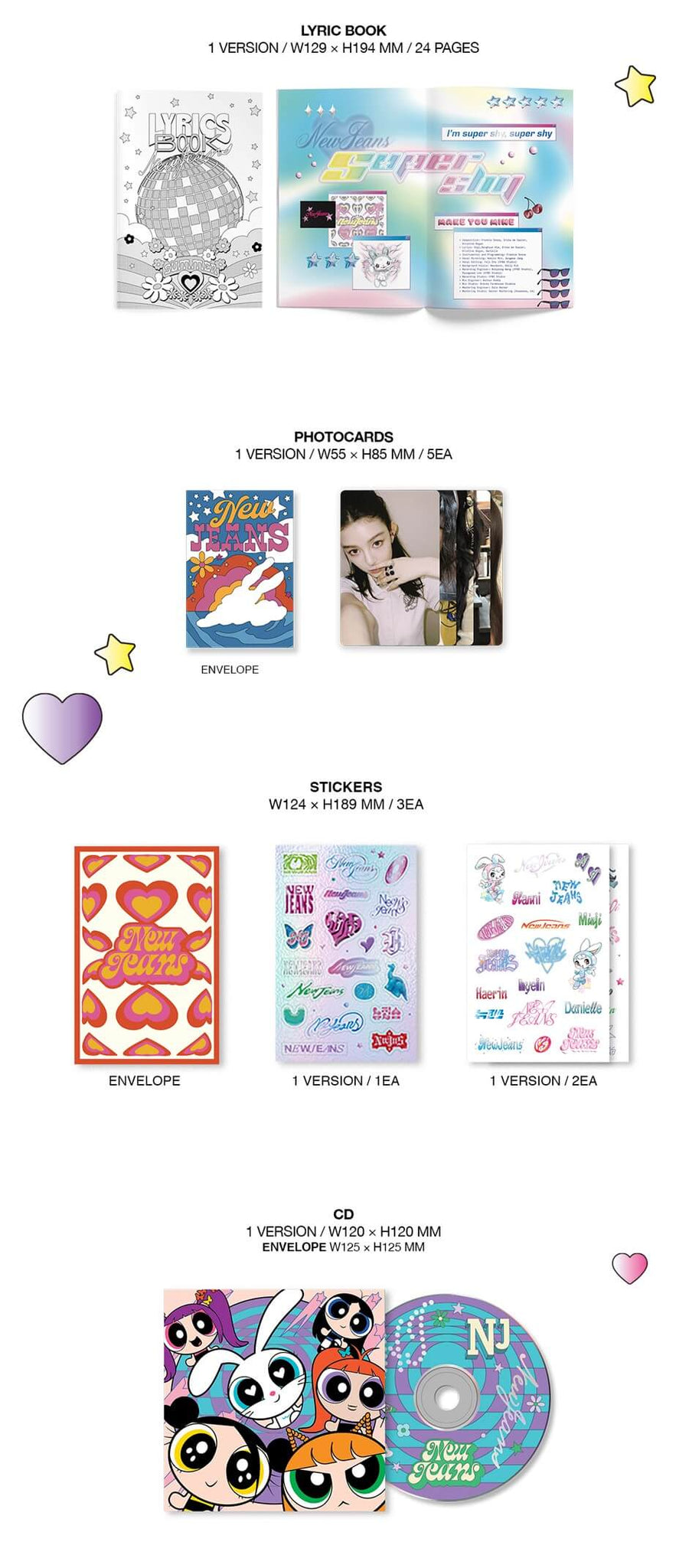 NewJeans Get Up - The POWERPUFF GIRLS X NJ Box Version Inclusions Lyric Book Photocards Stickers CD