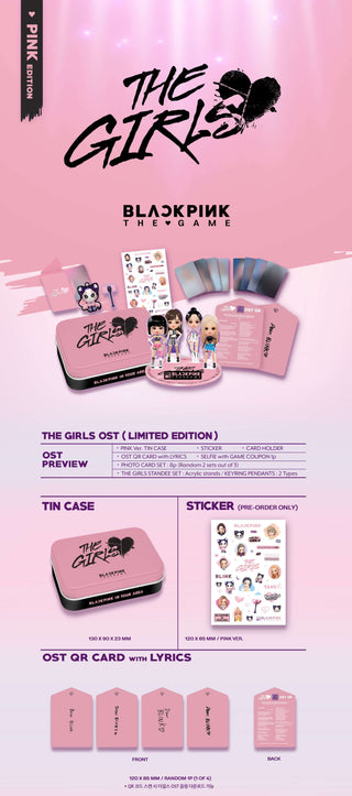 BLACKPINK THE GAME OST 'THE GIRLS' STELLA PINK Ver. Inclusions Tin Case OST QR Card With Lyrics