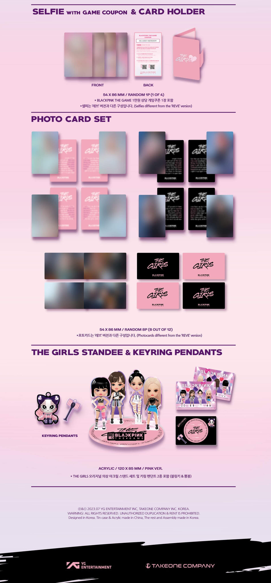 BLACKPINK THE GAME OST 'THE GIRLS' STELLA PINK Ver. Inclusions Selfie With Game Coupon & Card Holder Photocard Set THE GIRLS Standee & Keyring Pendants