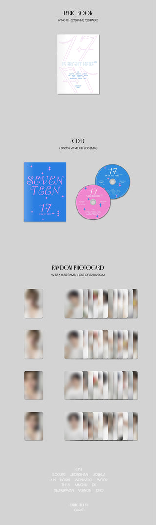 SEVENTEEN Best Album 17 IS RIGHT HERE - DEAR Version Inclusions: Lyric Book, CDs, Photocards