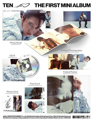 Ten 1st Mini Album TEN - Light On Version Inclusions Photobook CD Printed Photography Postcard Photocard Folded Poster