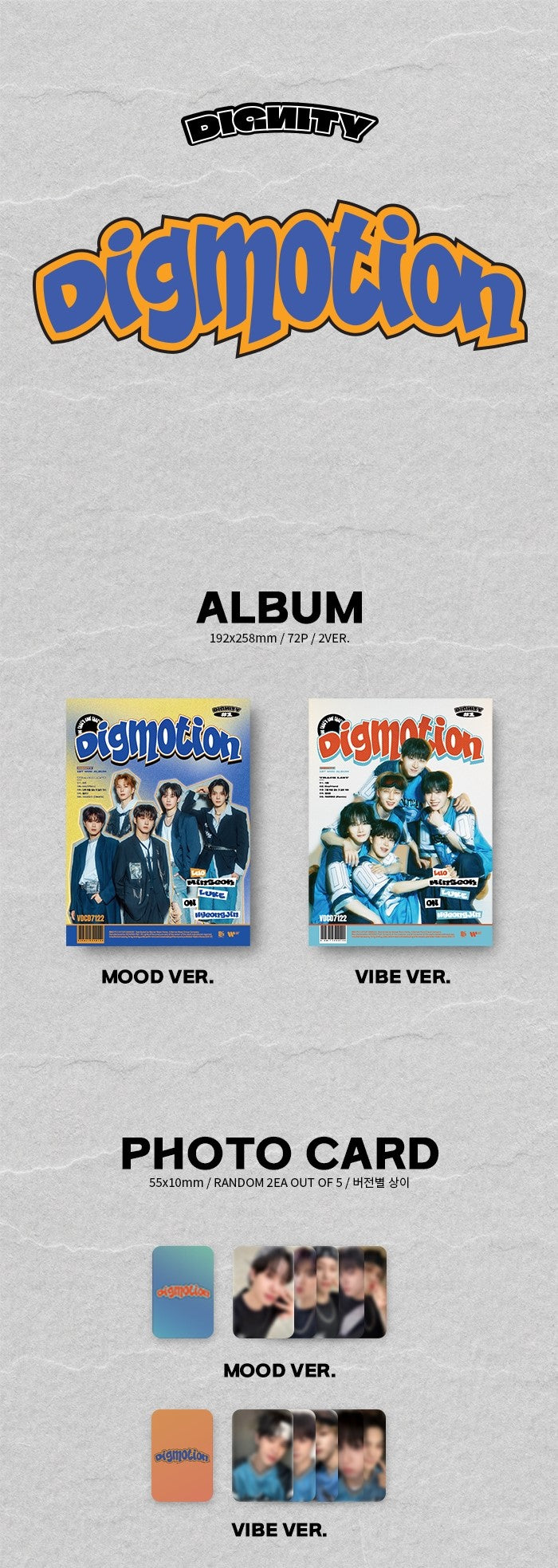 DIGNITY 1st Mini Album DIGMOTION Inclusions: Album, CD, Photocards