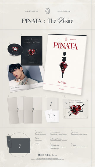 A.C.E 3rd Single Album PINATA Inclusions: Photobook, CD, Folded Poster, Message Postcards, Photocards, 1st Press Only Poster, SET Only Perfume Note