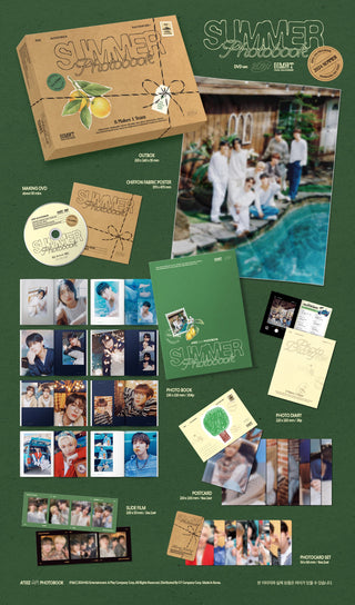 ATEEZ 2024 SUMMER PHOTOBOOK DVD Inclusions: Out Box, Photobook, Photo Diary, Making DVD, Chiffon Fabric Poster, Postcard Set, Slide Film Set, Photocard Set