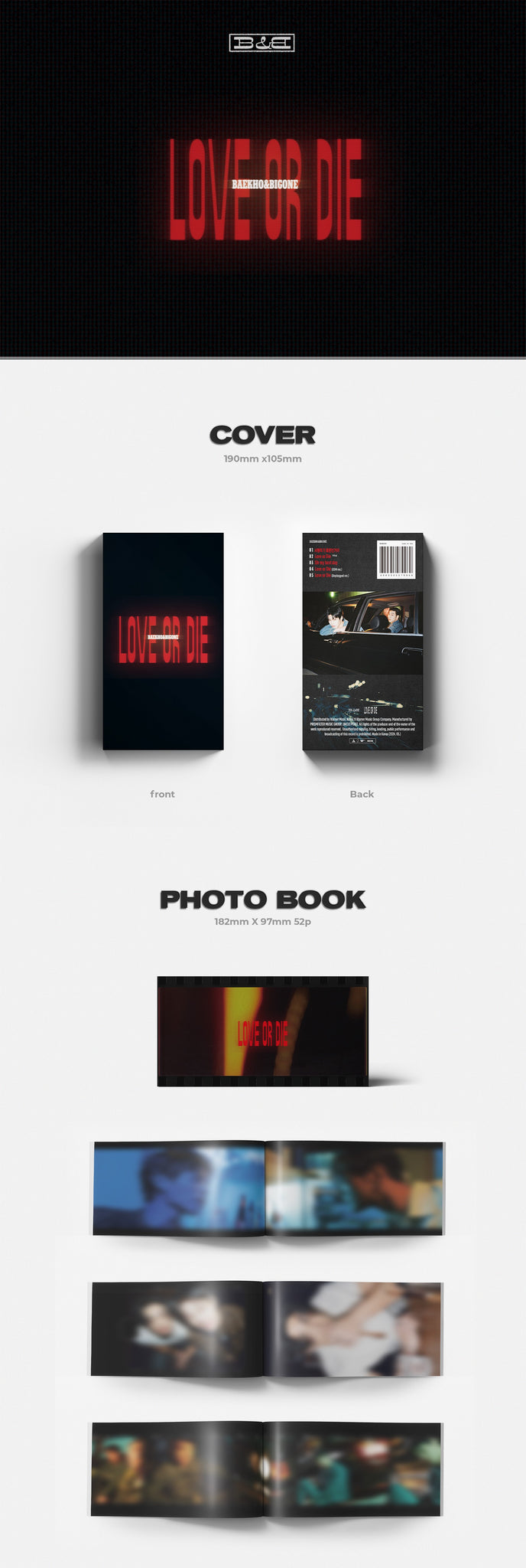 Baekho & BIGONE Single Album LOVE OR DIE Inclusions: Cover, Photobook