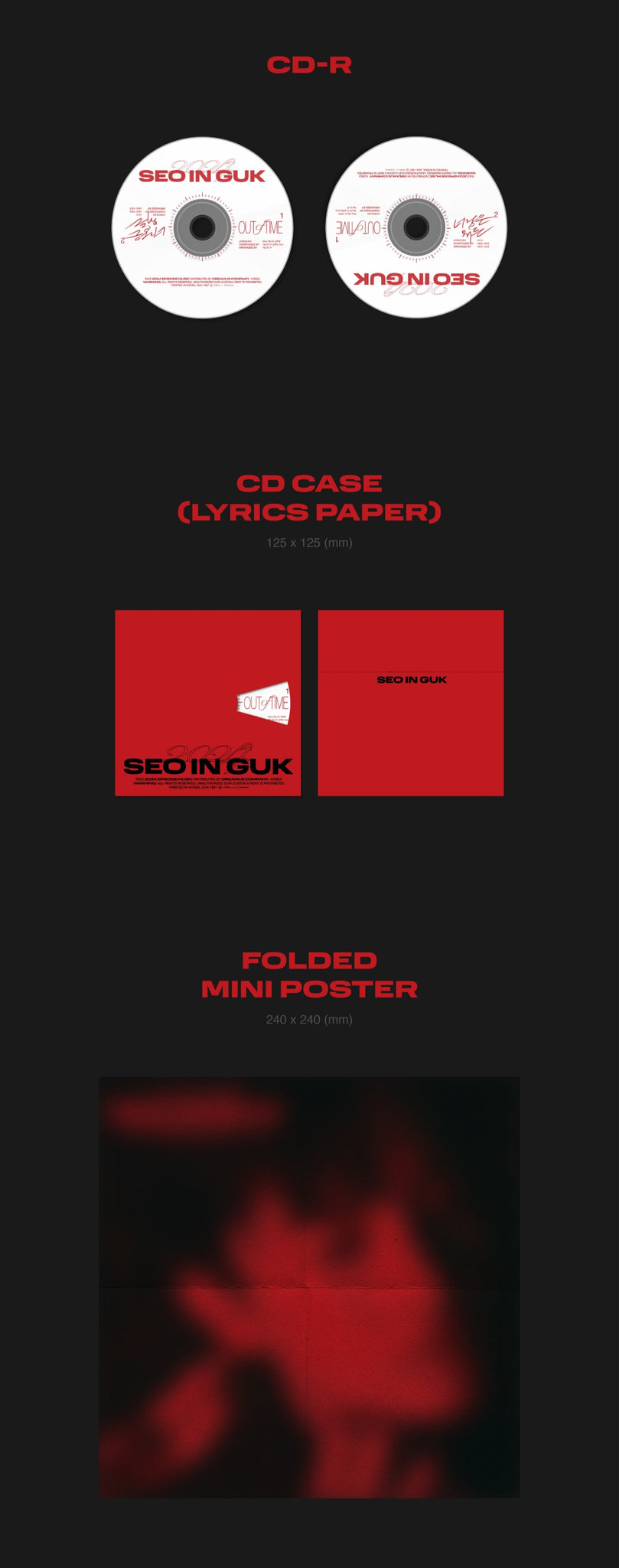 Seo In Guk 2024 Single Album SEO IN GUK Inclusions: CD & Case (Lyrics Paper), Folded Mini Poster