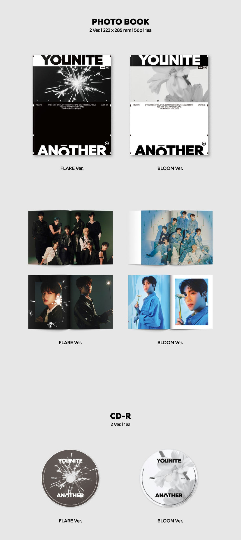 YOUNITE 6th Mini Album ANOTHER - FLARE / BLOOM Version Inclusions: Photobook, CD