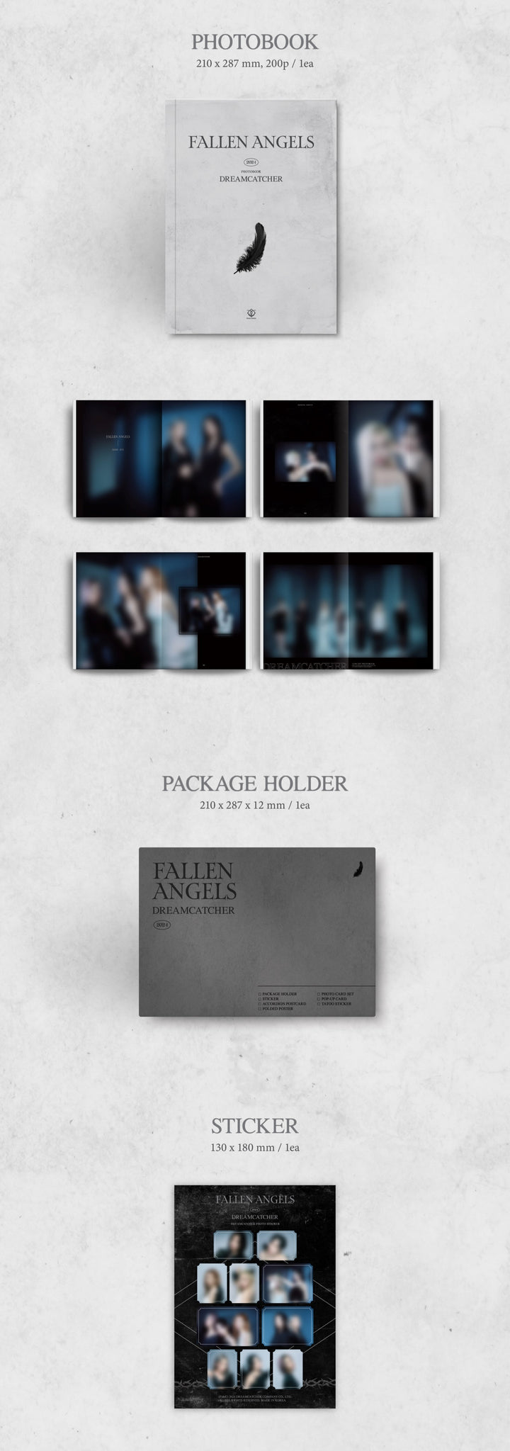 Dreamcatcher Official Photobook Fallen Angels Inclusions: Photobook, Package Holder, Stickers