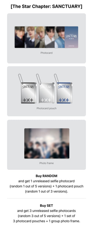 TXT 7th Mini Album The Star Chapter: SANCTUARY Weverse Pre-order Benefits: Selfie Photocard, Photocard Pouch, Group Photo Frame