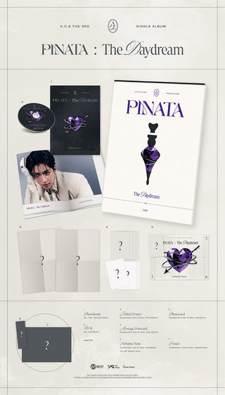 A.C.E 3rd Single Album PINATA Inclusions: Photobook, CD, Folded Poster, Message Postcards, Photocards, 1st Press Only Poster, SET Only Perfume Note