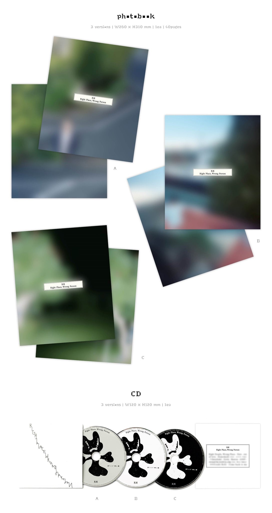 RM (BTS) 2nd Solo Album Right Place, Wrong Person Inclusions: Photobook, CD