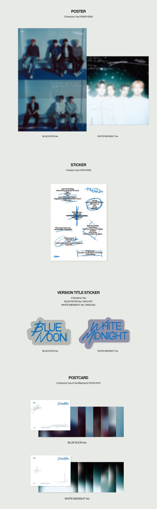 ENHYPEN 2nd Full Album Repackage ROMANCE : UNTOLD -daydream- Inclusions: Folded Poster, Sticker, Version Title Sticker, Postcard