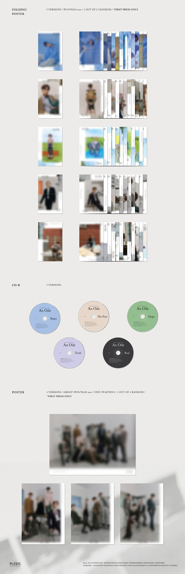 SEVENTEEN 3rd Full Album An Ode Inclusions: CD, 1st Press Only Folding Poster, Poster