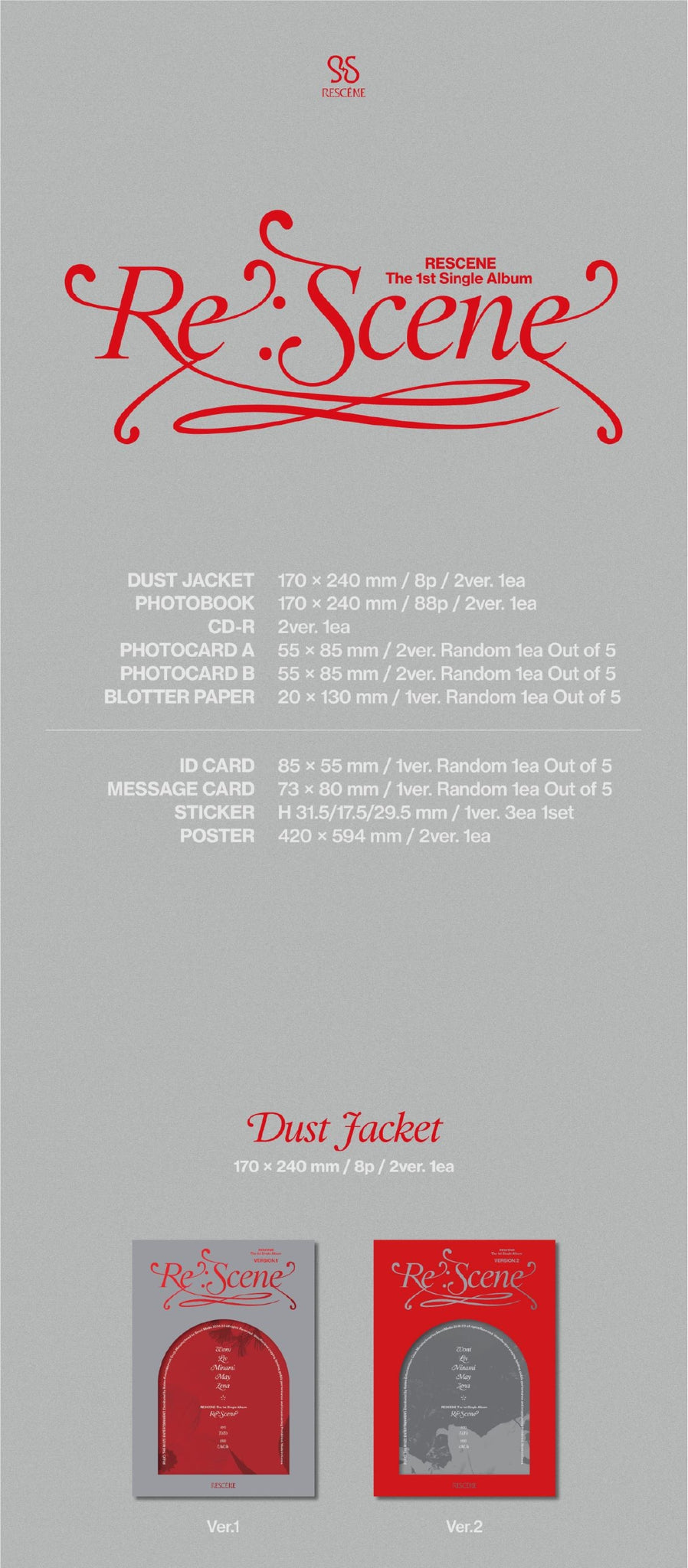 RESCENE 1st Single Album Re:Scene Inclusions Dust Jacket