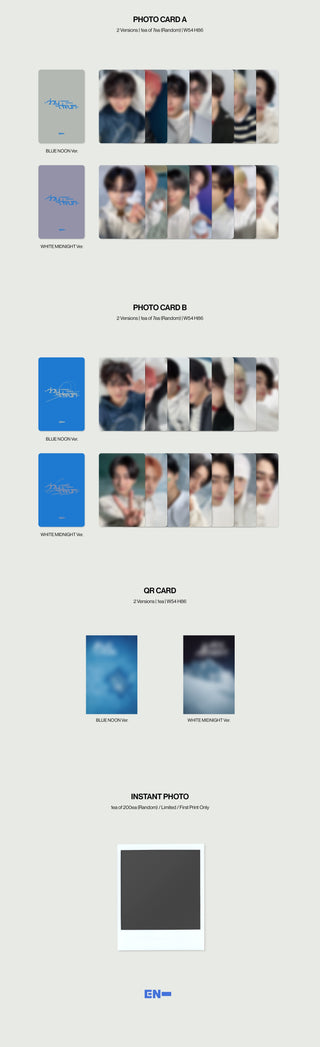 ENHYPEN 2nd Full Album Repackage ROMANCE : UNTOLD -daydream- Inclusions: Photocard A, Photocard B, QR Card, 1st Press Only Instant Photo