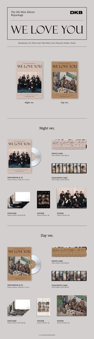 DKB We Love You Inclusions Photobook CD Photocard Film Photocard Postcard Sticker 1st Press Only Poster