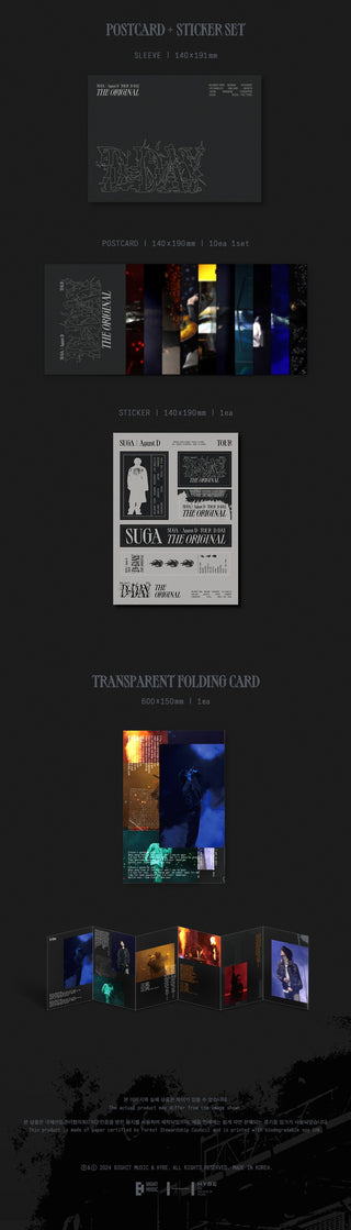 Agust D TOUR 'D-DAY' The Original Inclusions: Postcard Set, Sticker, Transparent Folding Card