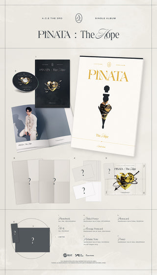 A.C.E 3rd Single Album PINATA Inclusions: Photobook, CD, Folded Poster, Message Postcards, Photocards, 1st Press Only Poster, SET Only Perfume Note