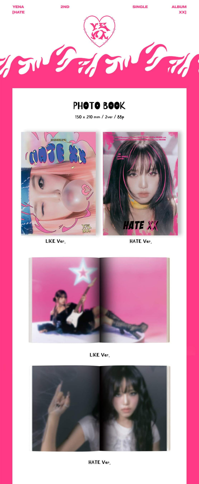  Yena 2nd Single Album HATE XX Inclusions Photobook