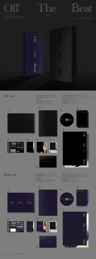 I.M 3rd EP Album Off The Beat - Photobook Version Inclusions Out Box, Photobook, CD, Postcard, Sticker, Off Ver. Photocard, Beat Ver. Photocard, Selfie Photocard, Polaroid, Envelope, Poster