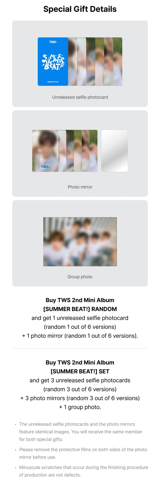 TWS 2nd Mini Album SUMMER BEAT! Weverse Pre-order Benefits: Selfie Photocard, Photo Mirror, Group Photo