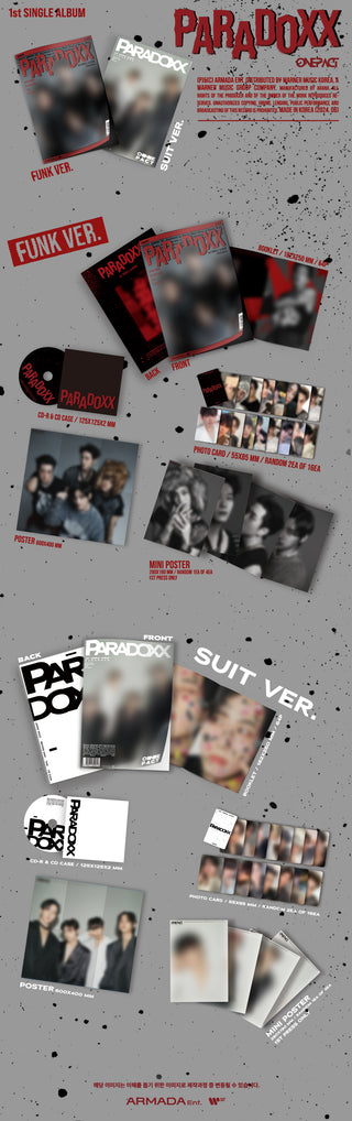 ONE PACT 1st Single Album PARADOXX Inclusions: Booklet, CD & Case, Photocards, Folded Poster, 1st Press Only Mini Poster