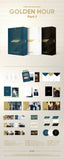 ATEEZ 10th Mini Album GOLDEN HOUR : Part.1 Inclusions: Out Box, Photobook, CD, Invitation, Photo Frame & Postcard Set, Contents Envelope, Postcard, Photocard A, Photocard Z, Stamp Sticker, Logo Sticker, Bookmark