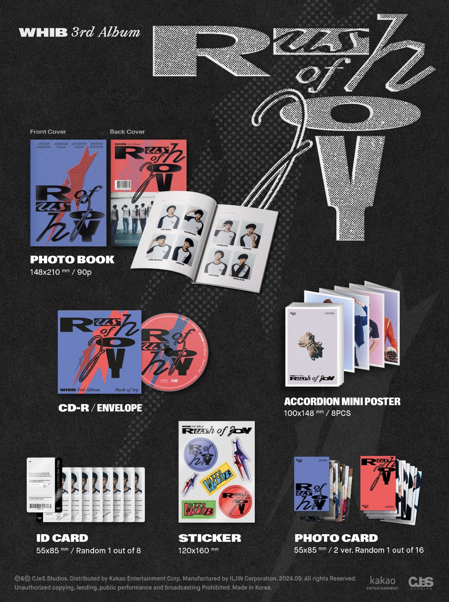 WHIB 3rd Single Album Rush of Joy Inclusions: Photobook, CD & Envelope, Accordion Mini Poster, ID Card, Stickers, Photocard