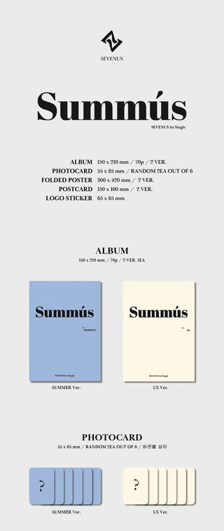SEVENUS 1st Single Album SUMMUS Inclusions Album Photocards