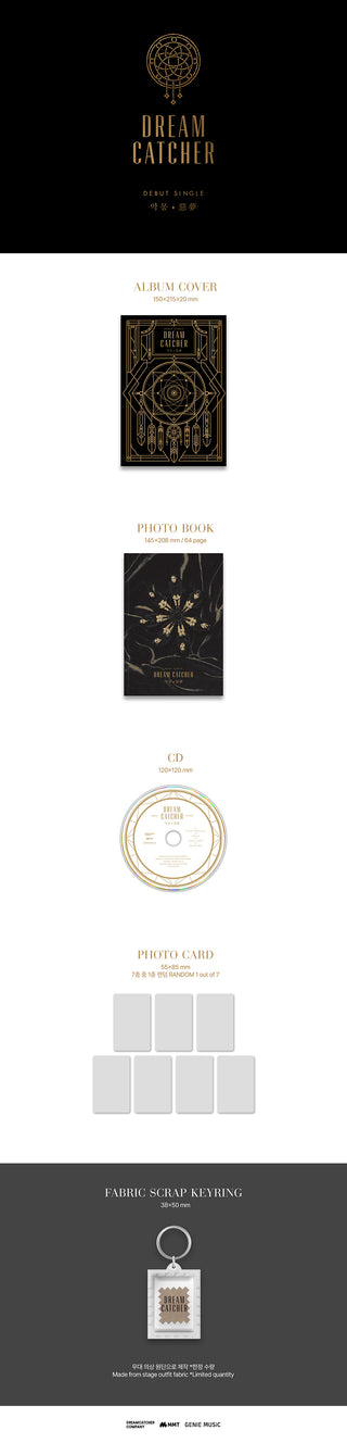 Dreamcatcher Debut Single Album Nightmare (Reissue) Inclusions: Album Cover, Photobook, CD, Photocard, 1st Press Only Fabric Scrap Keyring