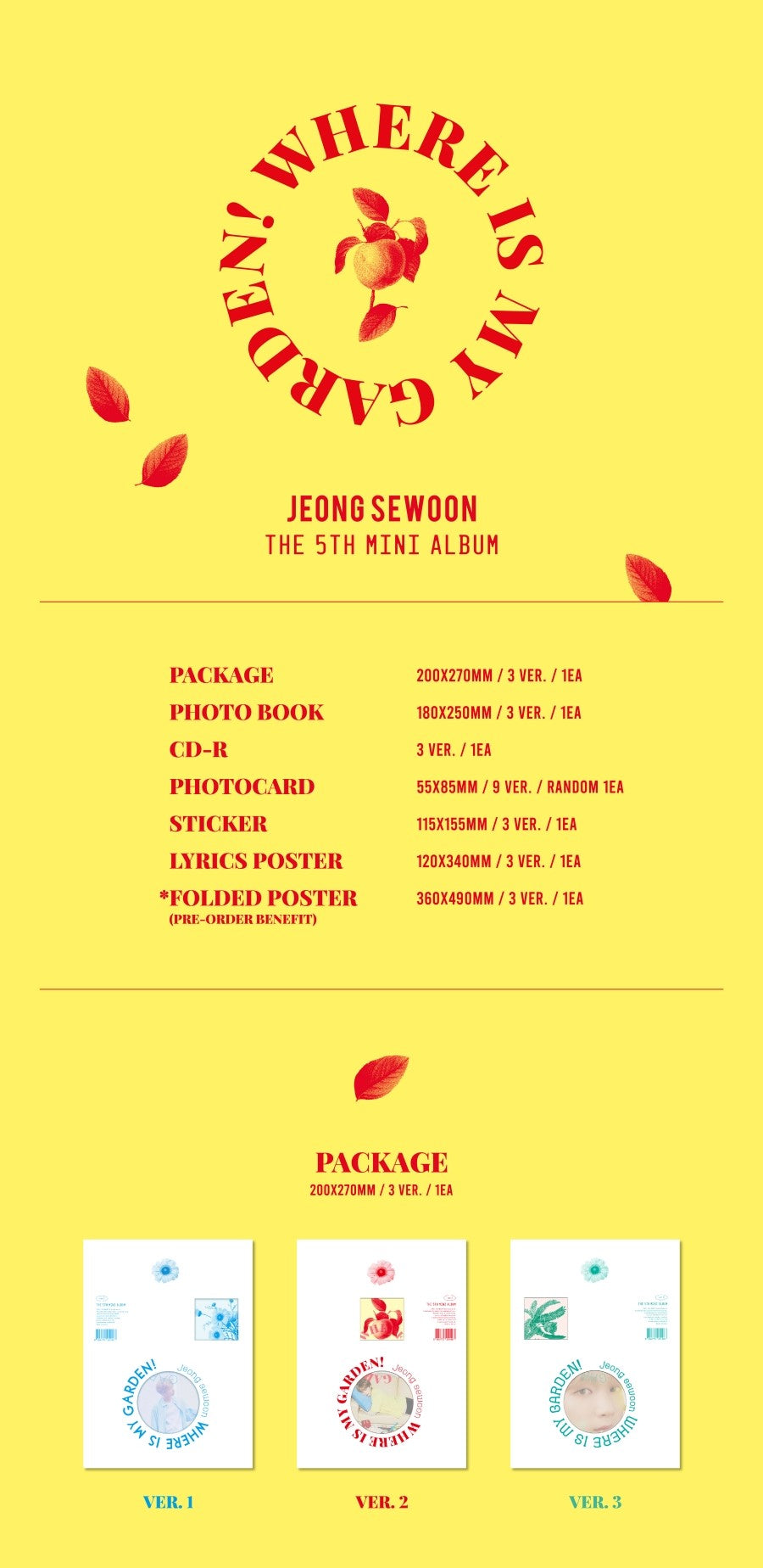 Jeong Sewoon Where is my Garden! Inclusions Package