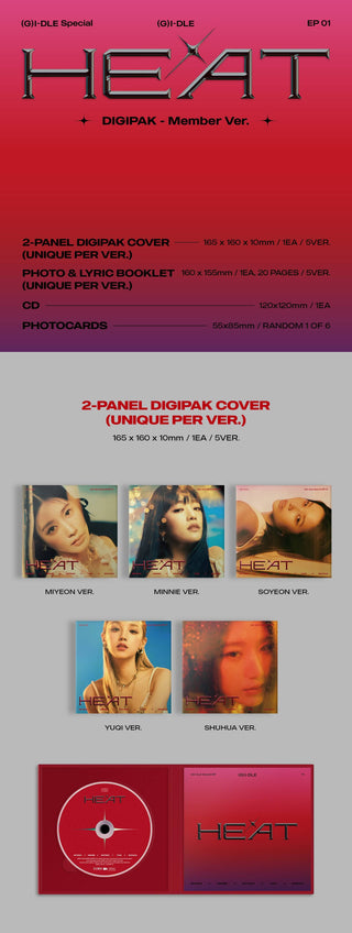 (G)I-DLE Special EP Album HEAT - Digipak Member Version Inclusions 2-Panel Digipack Cover