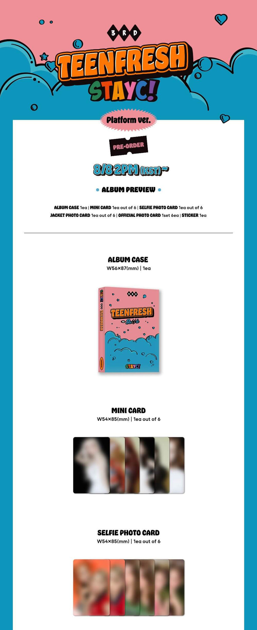 STAYC 3rd Mini Album TEENFRESH - Platform Version Inclusions Album Case Mini Card Selfie Photocard